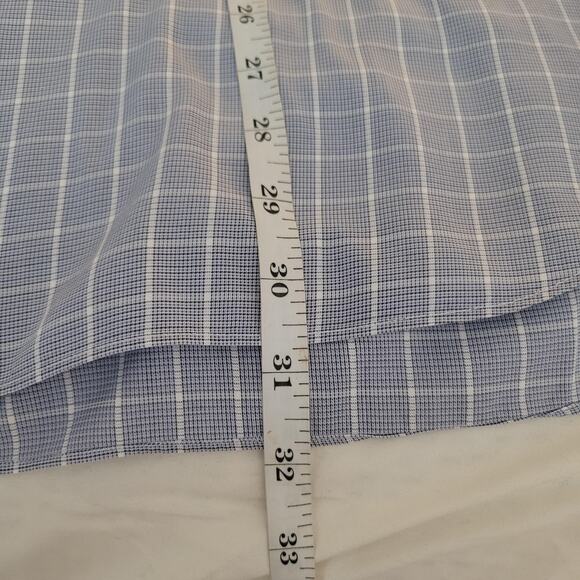 Ermenegildo Zegna Shirt Mens 17 43 Blue White Plaid Regular Fit Business Career - Picture 14 of 16